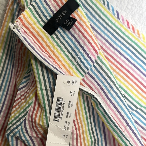 J. Crew V Neck Peplum Top Rainbow Seersucker Long Sleeve Womens Size 00 NWT - Picture 7 of 13